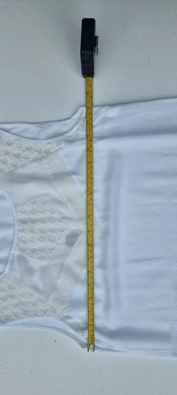 Warehouse Women's Size 12 Sleeveless White Lace Accented Tank Top imagen 6